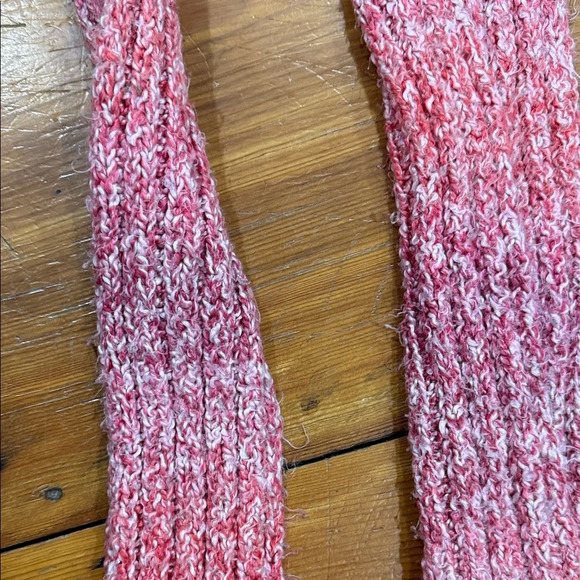 Handmade Red Pink and White Hombre Knit Long Winter Holiday Scarf - Picture 8 of 9